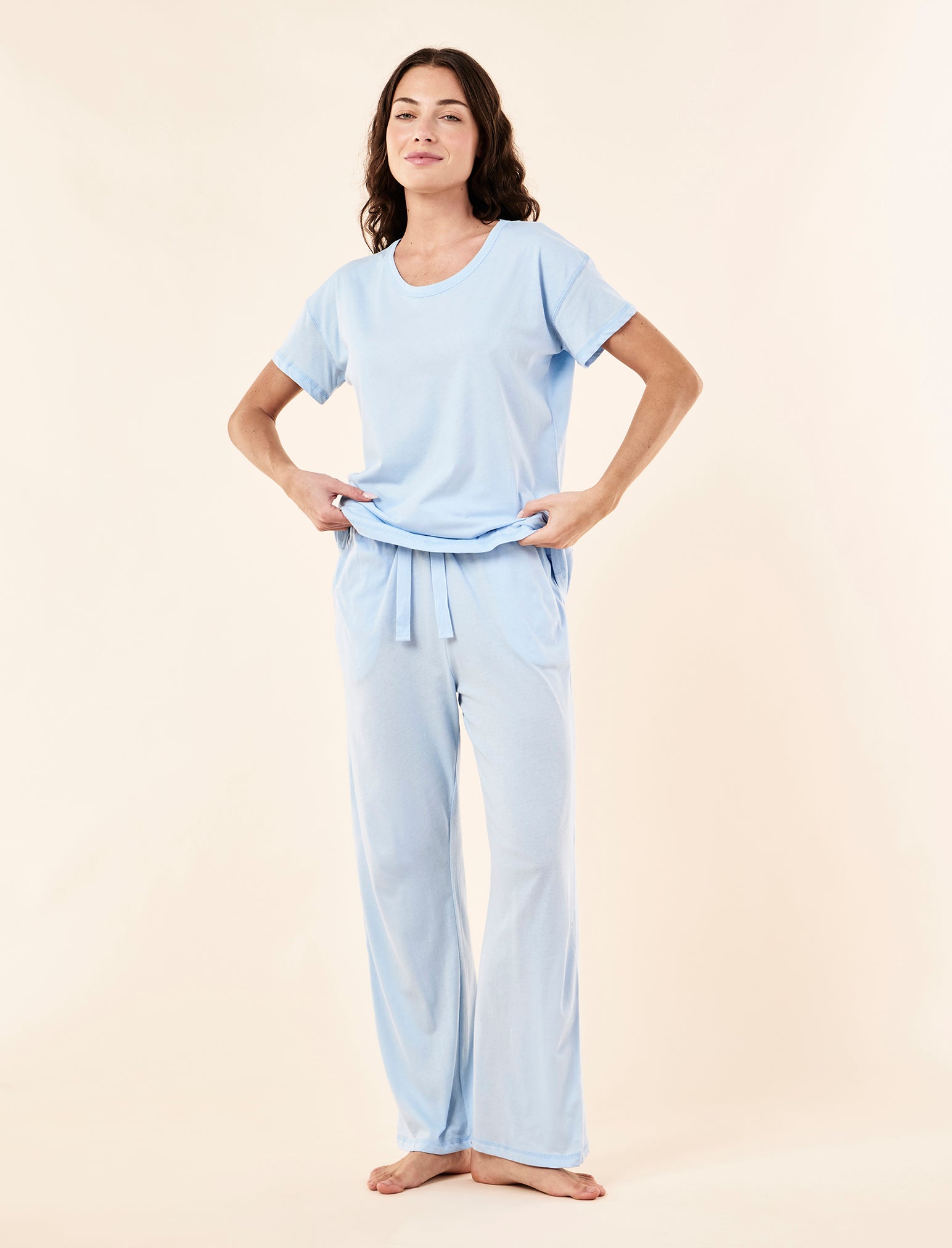 Jada Organic Cotton Knit Tee & Straight Leg Pant Set