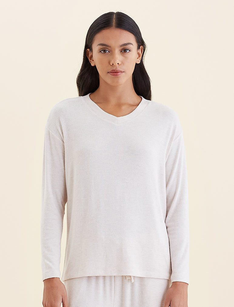 Feather Soft V-Neck Long Sleeve Top