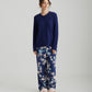 Alice Floral Pant and Feather Soft Long Sleeve Top in Navy