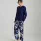 Alice Floral Pant and Feather Soft Long Sleeve Top in Navy