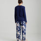 Alice Floral Pant and Feather Soft Long Sleeve Top in Navy