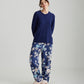 Alice Floral Pant and Feather Soft Long Sleeve Top in Navy