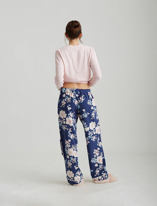 Alice Floral Pant and Feather Soft Top in Navy/Pink
