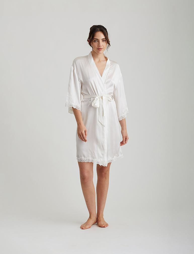 Camille Silk Lace Short Robe