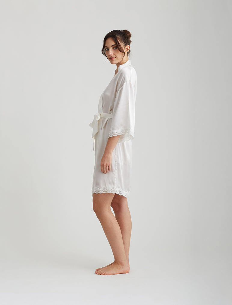 Camille Silk Lace Short Robe