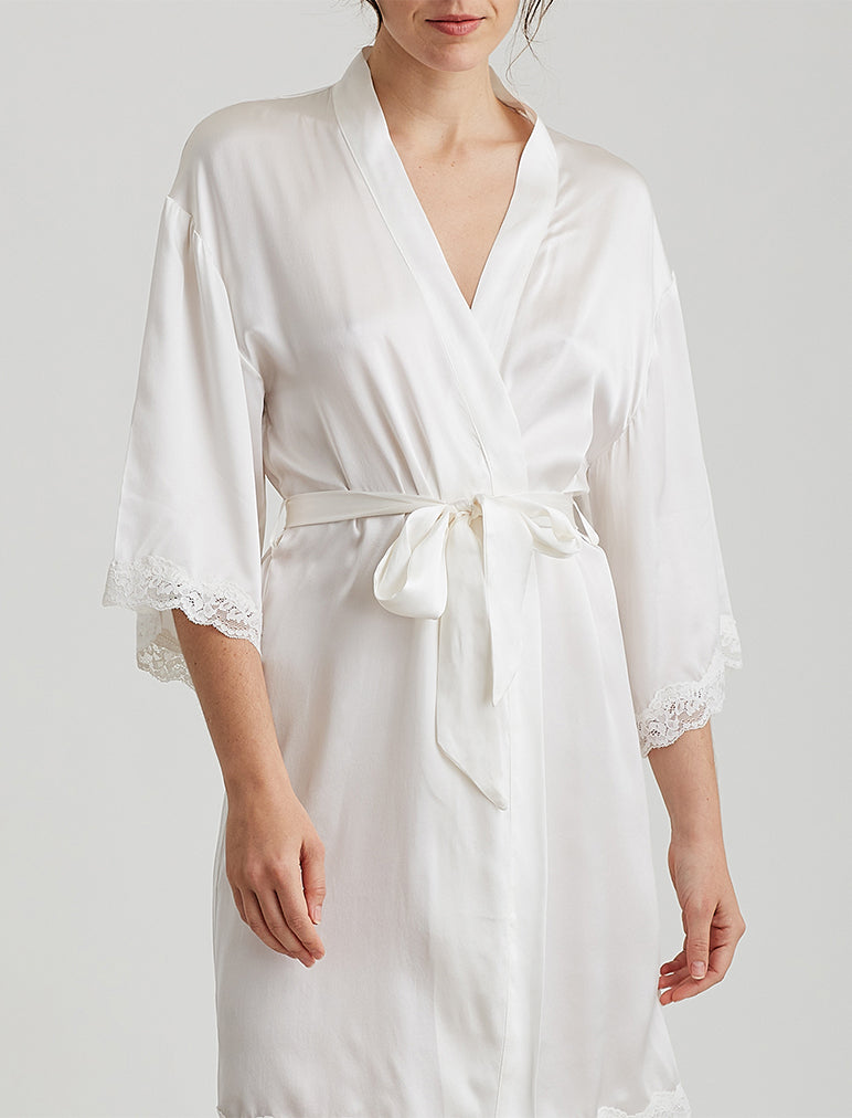 Camille Silk Lace Short Robe