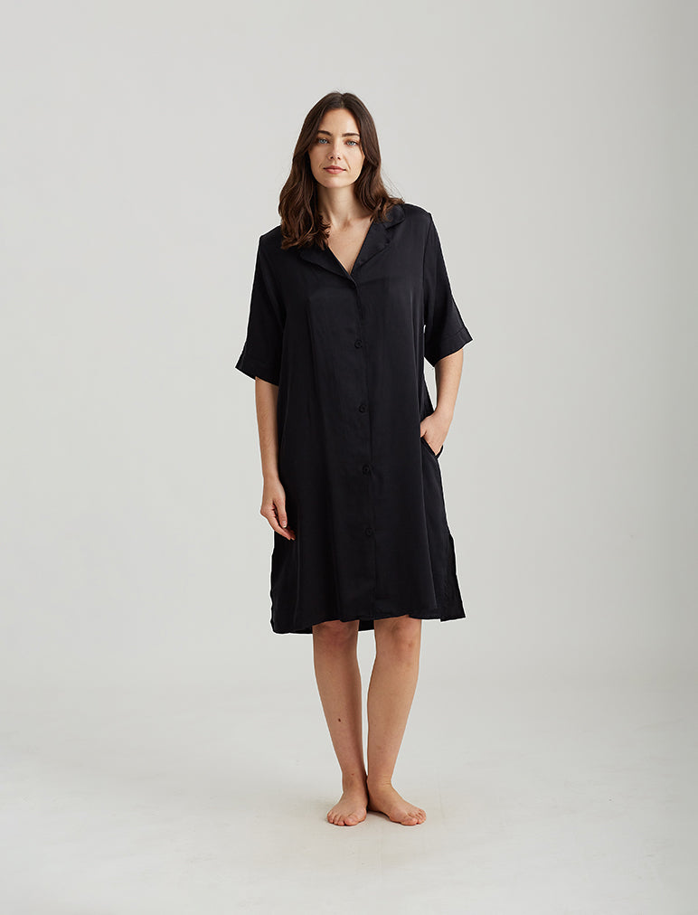 Audrey Silk Short Sleeve Nightshirt