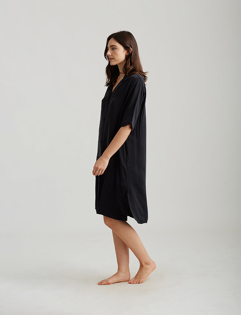 Audrey Silk Short Sleeve Nightshirt