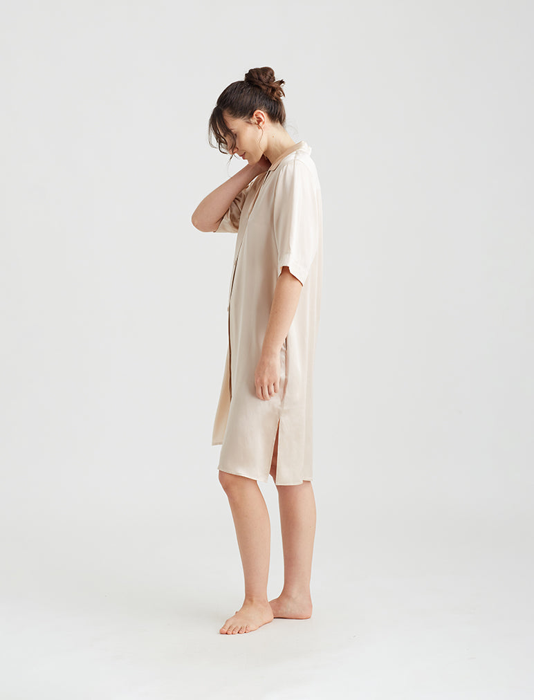 Audrey Silk Short Sleeve Nightshirt