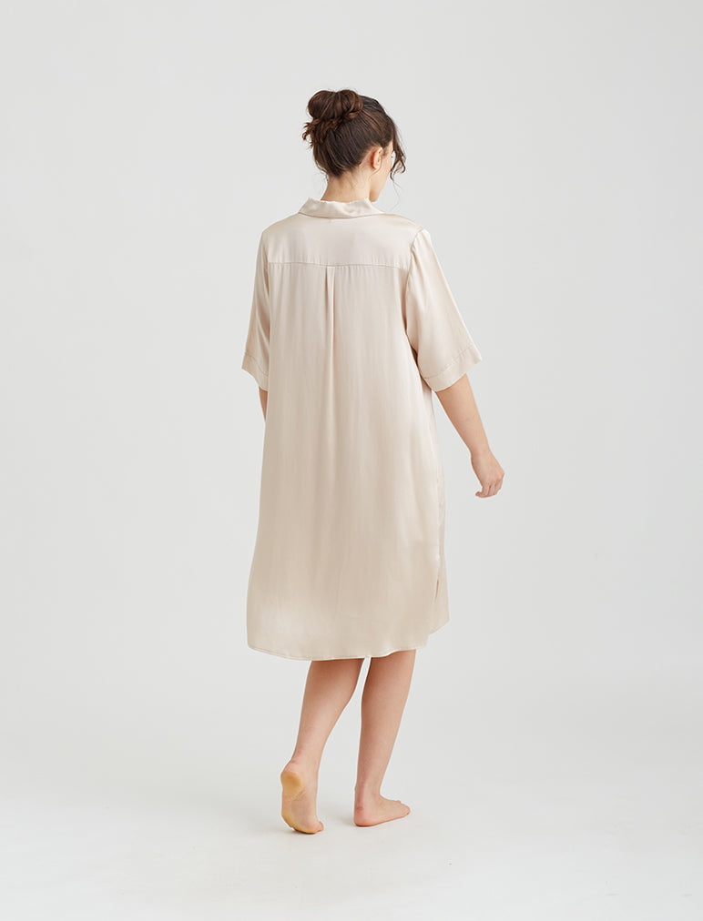 Audrey Silk Short Sleeve Nightshirt