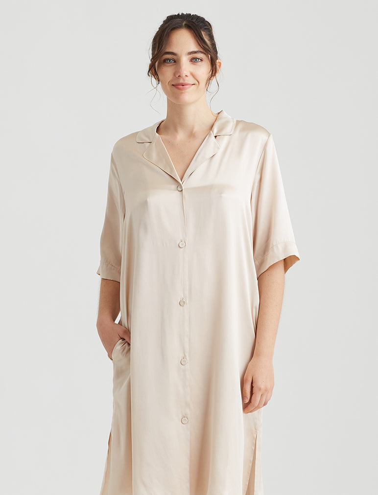 Audrey Silk Short Sleeve Nightshirt