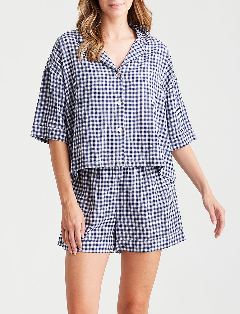 Seersucker Gingham Boxer PJ Set