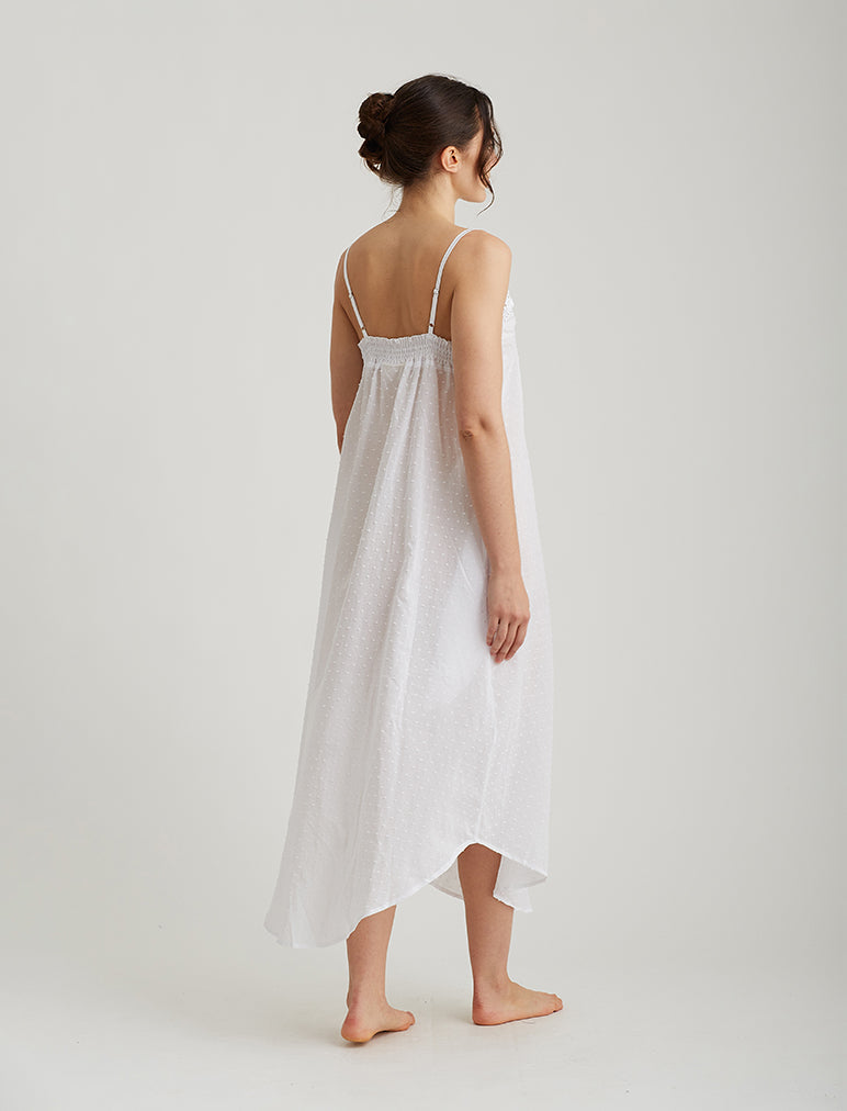 Swiss Dot Lace Front Maxi Nightie