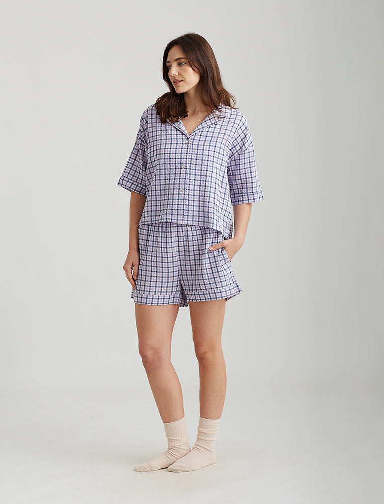 Seersucker Gingham Boxer PJ Set