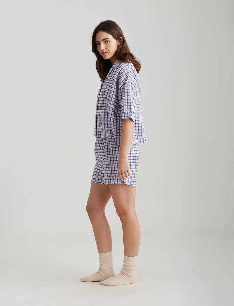 Seersucker Gingham Boxer PJ Set
