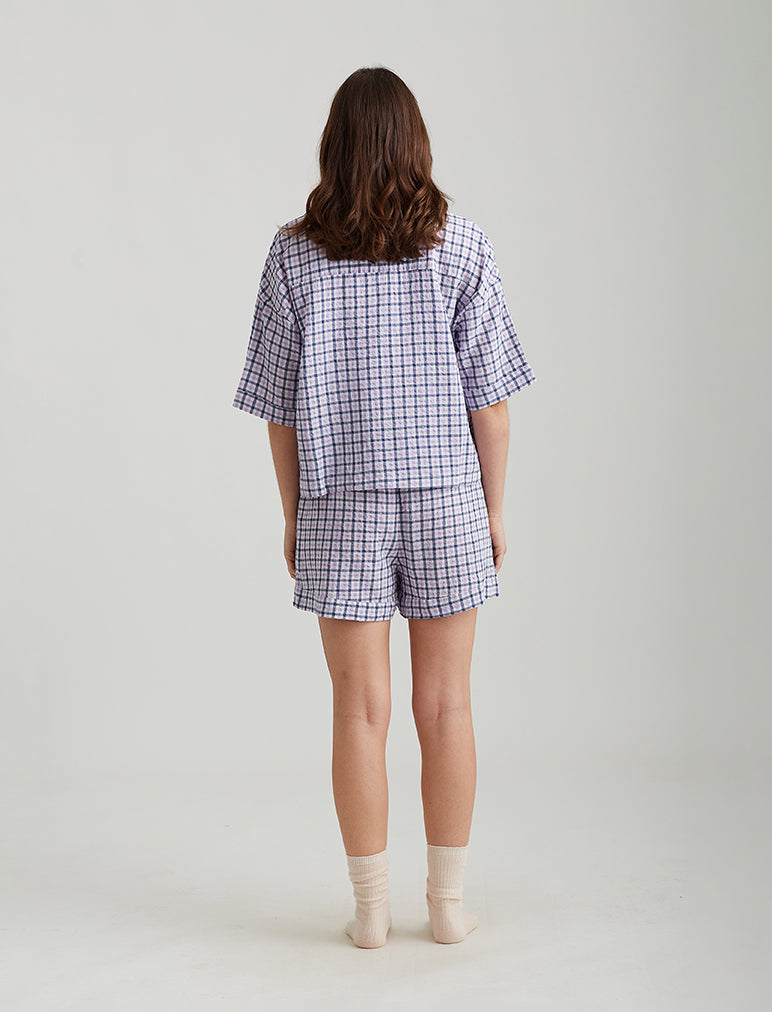 Seersucker Gingham Boxer PJ Set