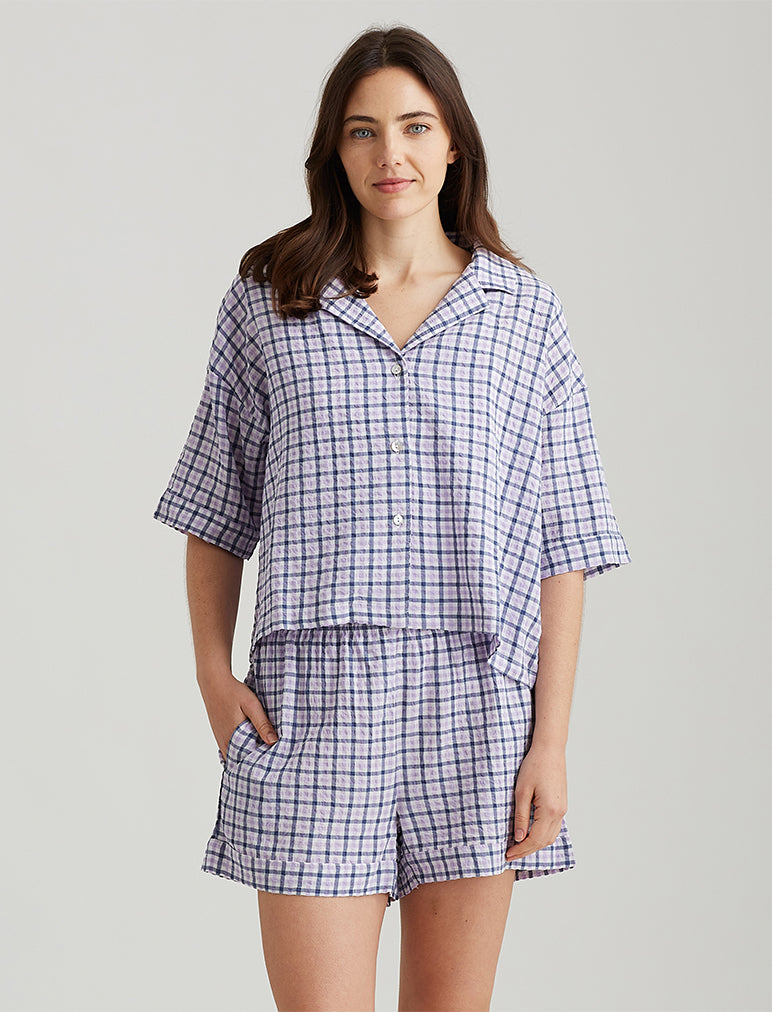 Seersucker Gingham Boxer PJ Set