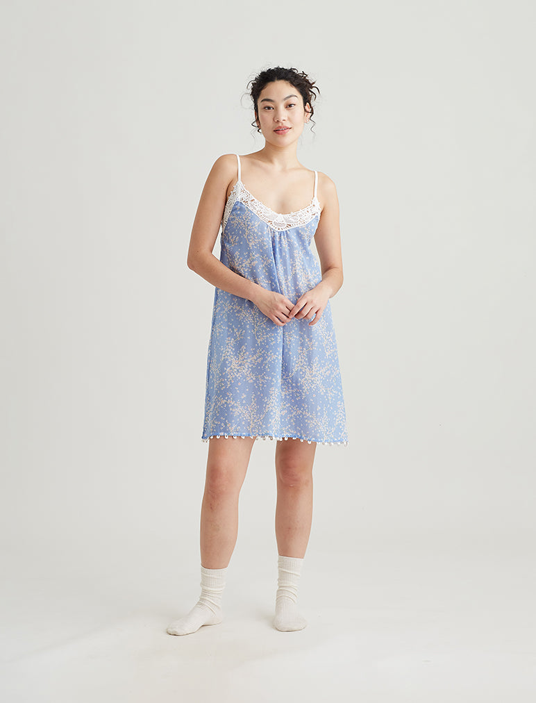 Cheri Blossom Lace Front Midi Nightie