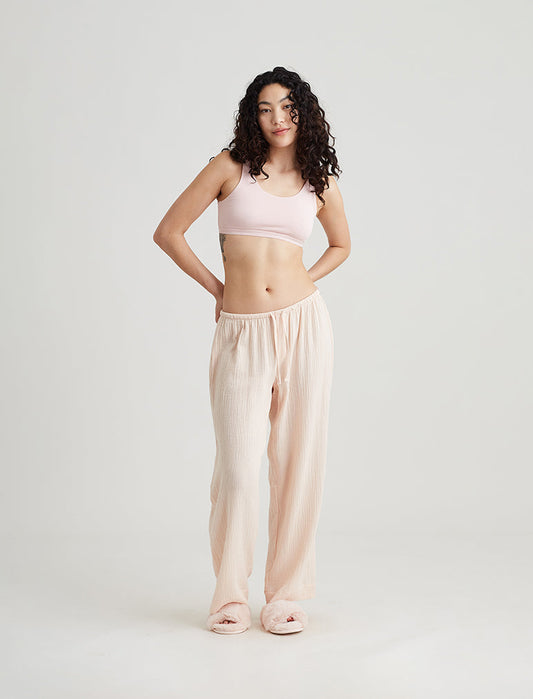 Ashley Textured Cotton Wide Leg Pant