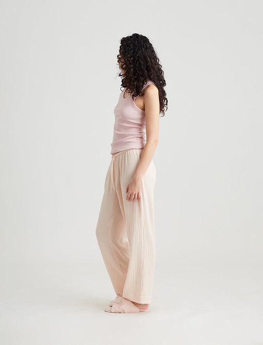 Ashley Textured Cotton Wide Leg Pant