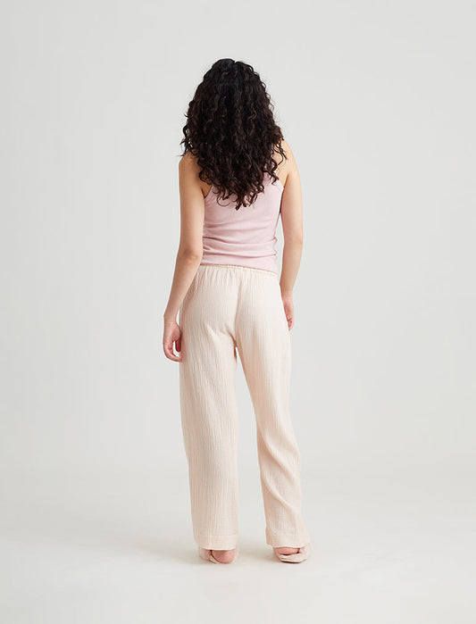 Ashley Textured Cotton Wide Leg Pant