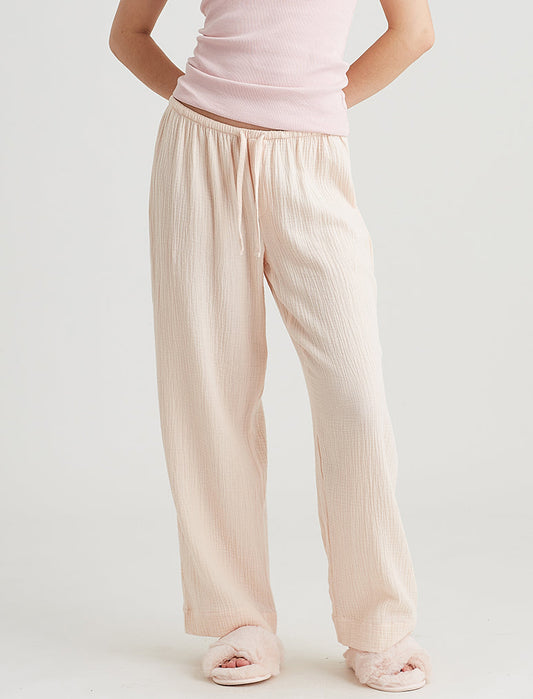 Ashley Textured Cotton Wide Leg Pant