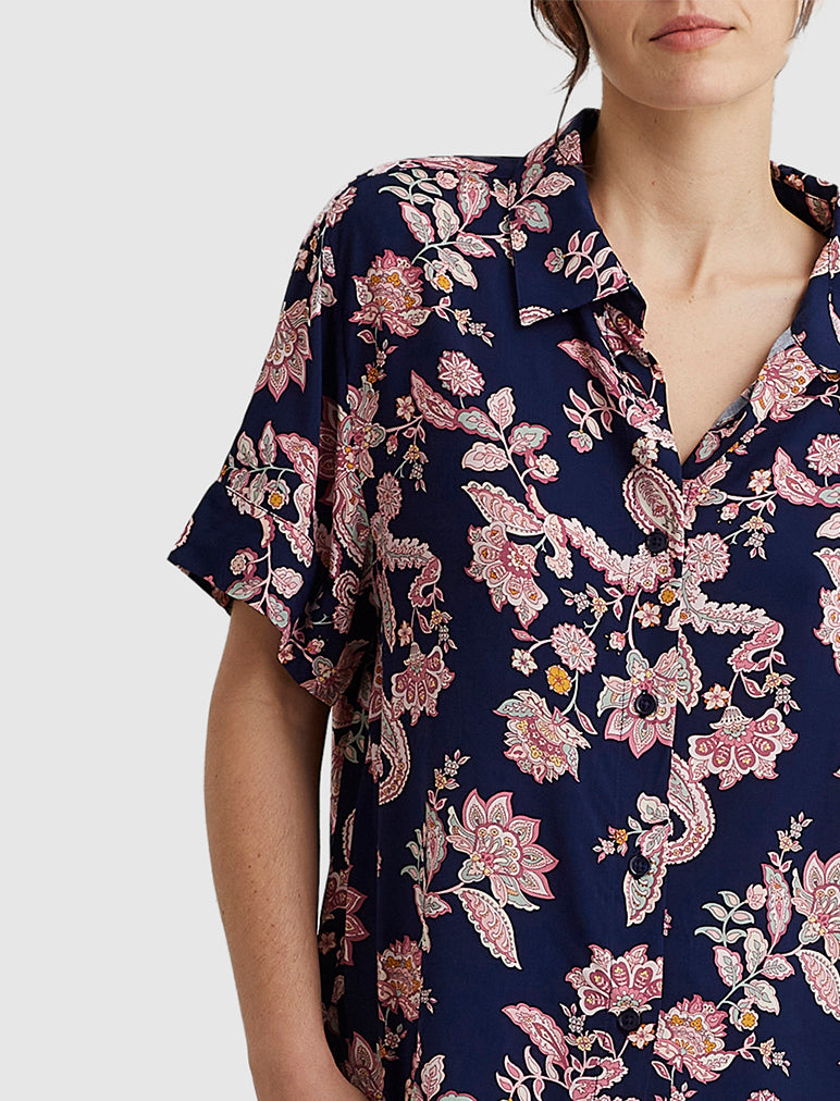 Abigail Paisley Short Sleeve Top
