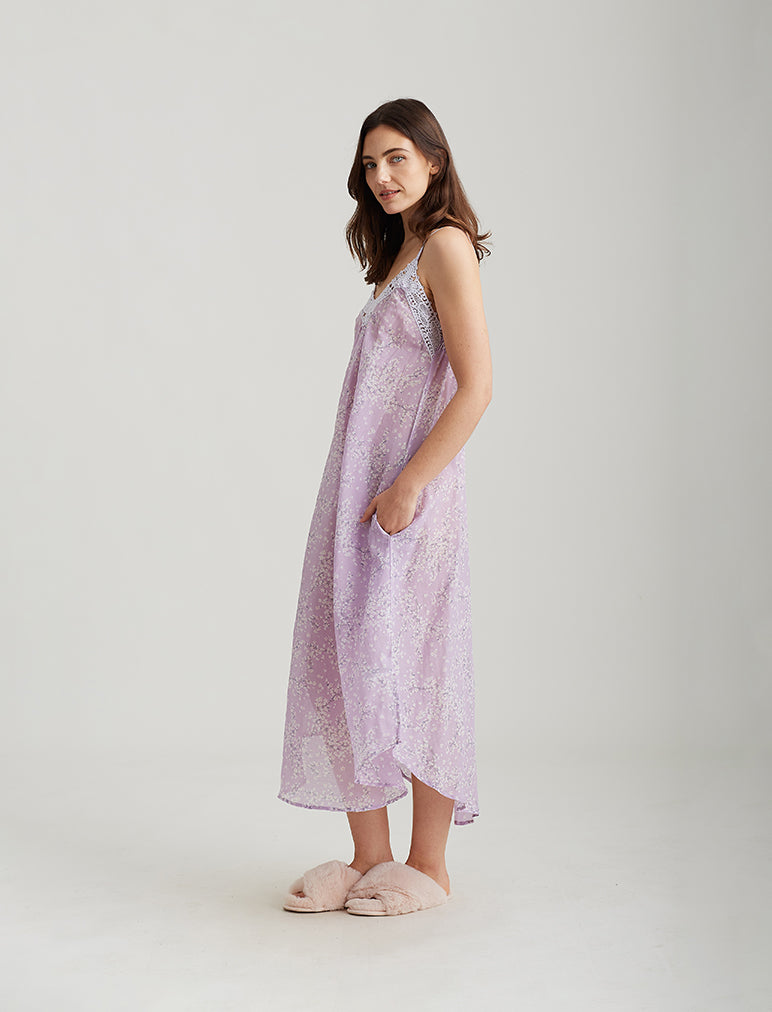 Cheri Blossom Lace Front Maxi Nightie