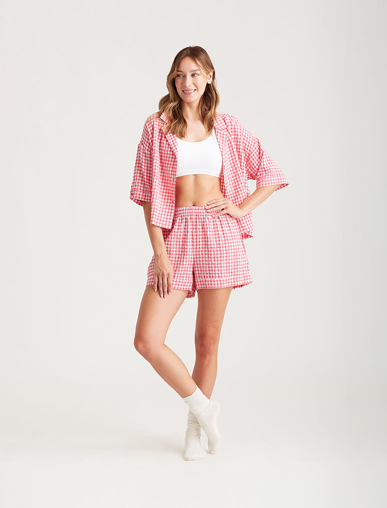 Seersucker Gingham Boxer PJ Set