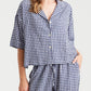 Seersucker Gingham Short Sleeve Full Length PJs