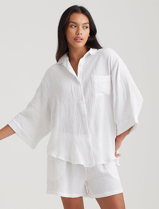 Ashley Textured Cotton Short Sleeve Shirt