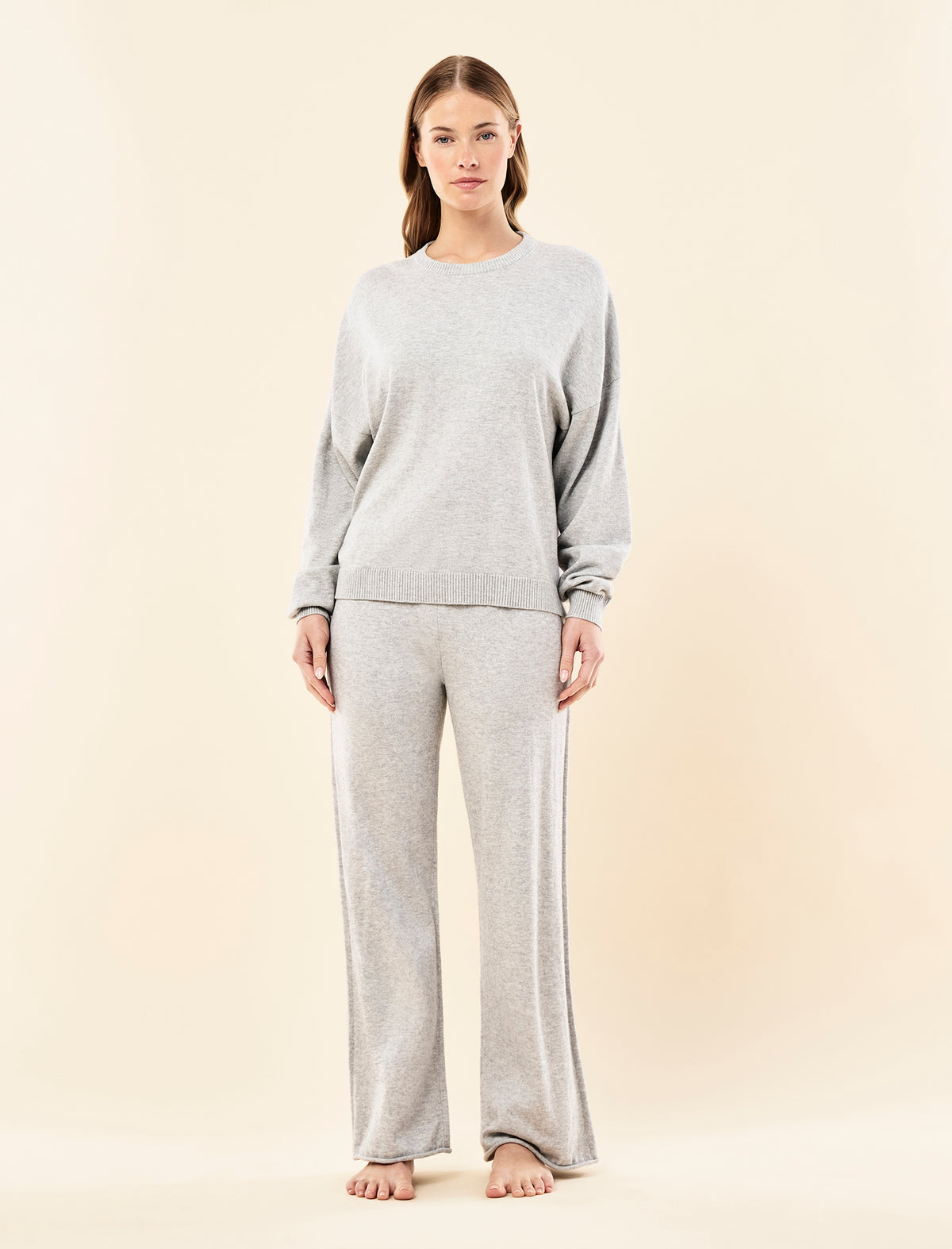 Cotton Cashmere Straight Leg Pant