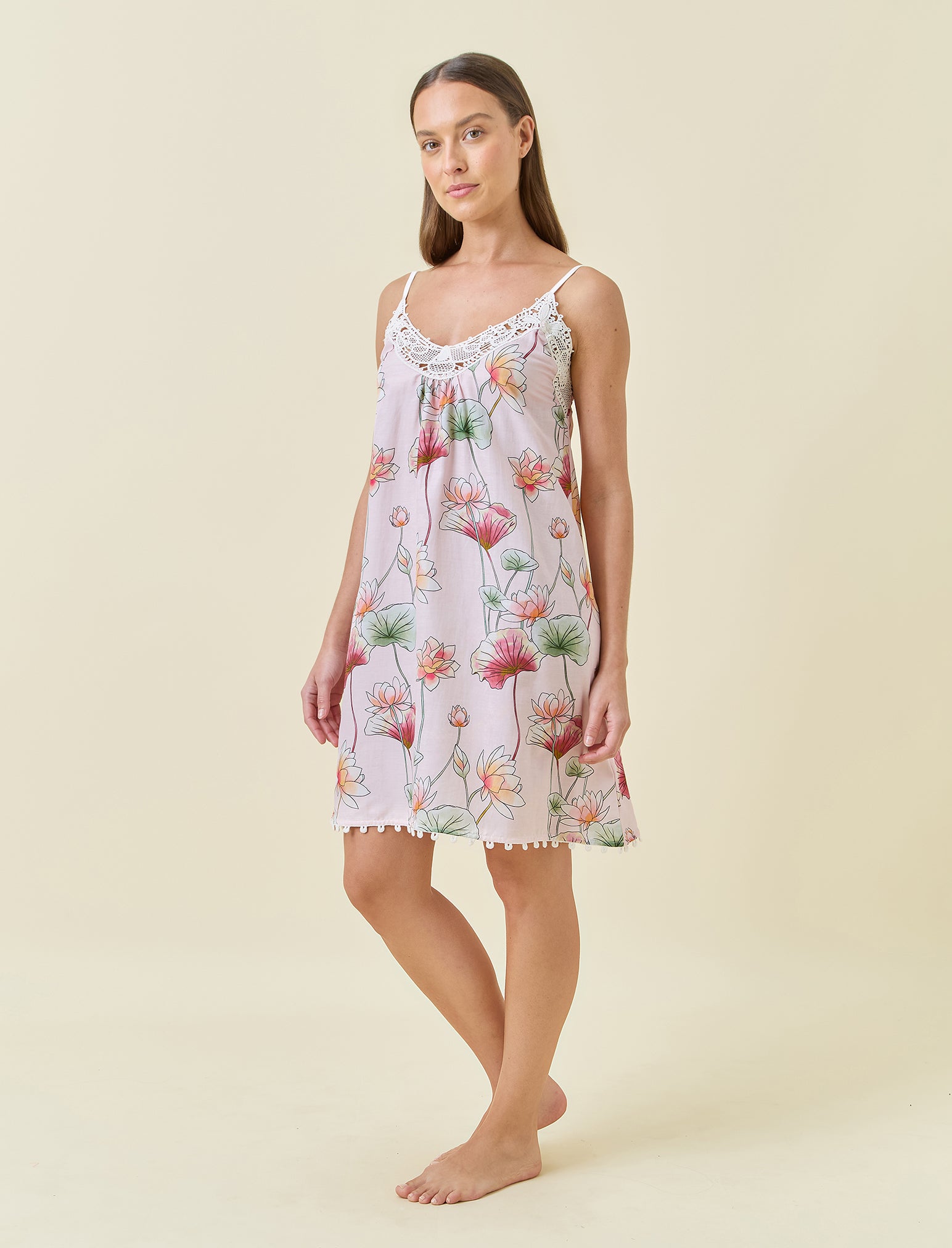 Lotus Lace Front Midi Nightie