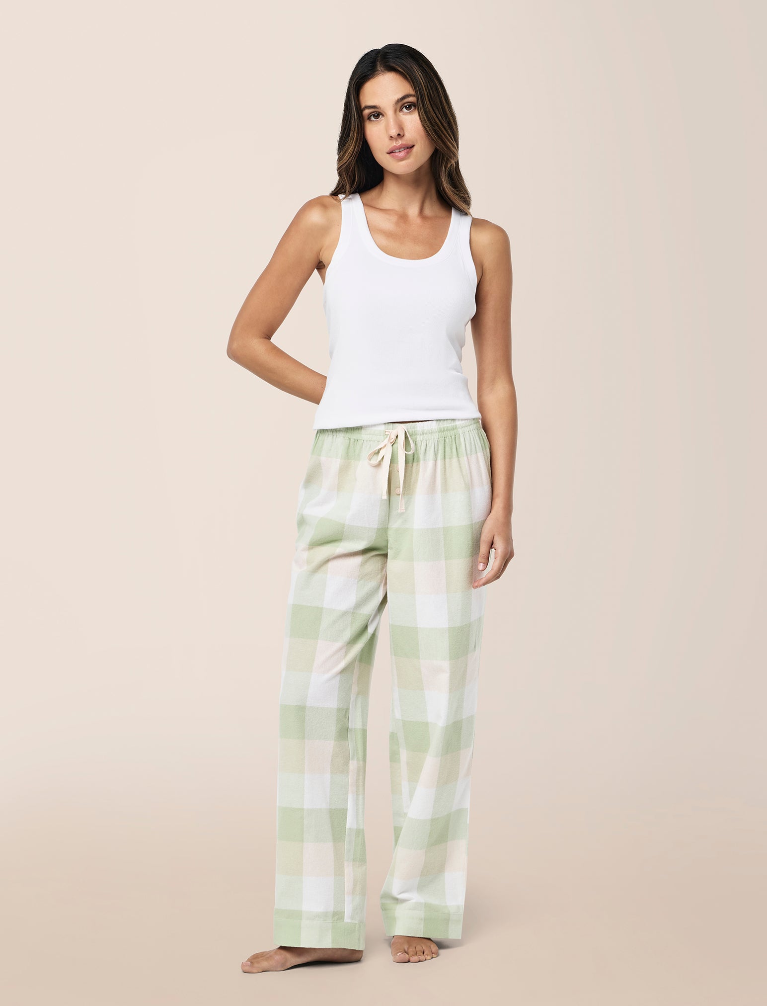 Organic Cotton Plaid Full Length Pant