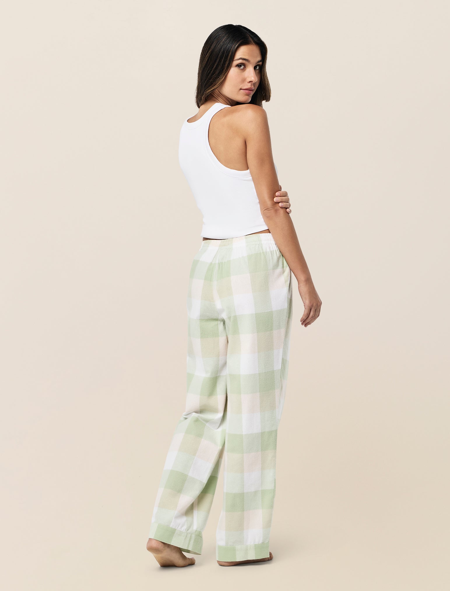 Organic Cotton Plaid Full Length Pant