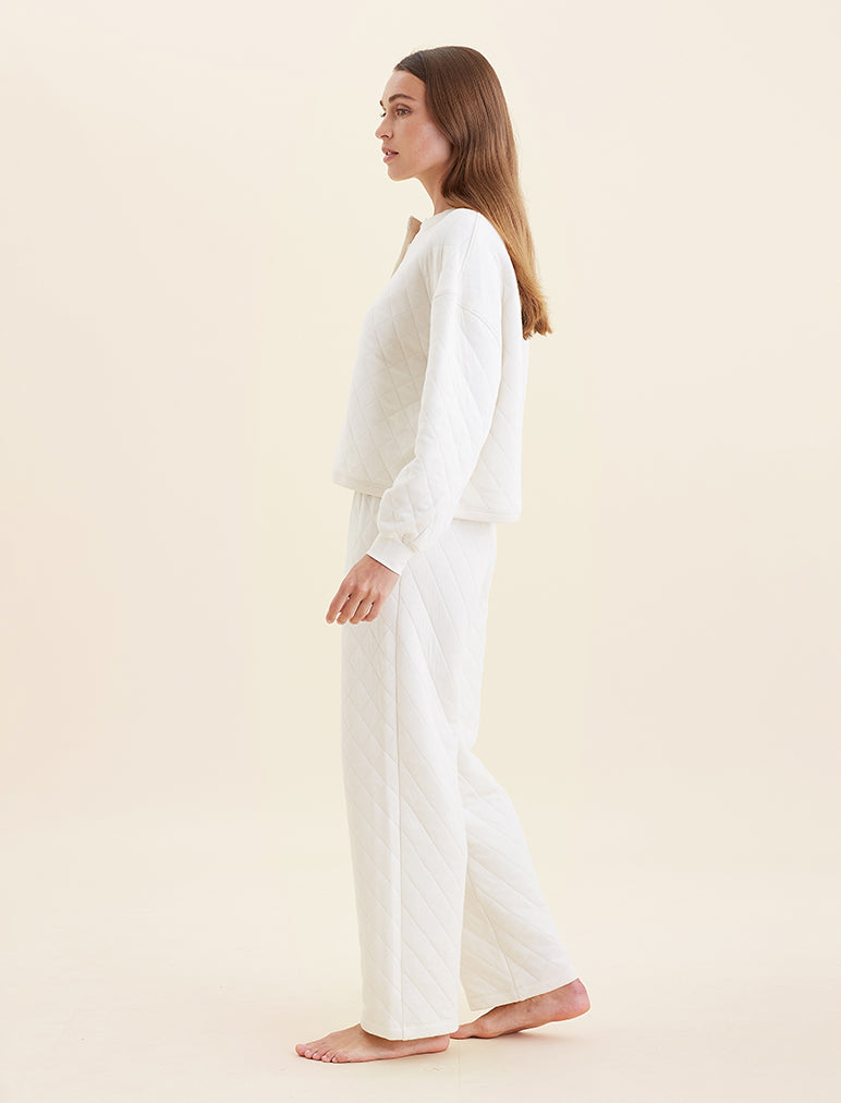 Quilted Cotton Henley LS Top
