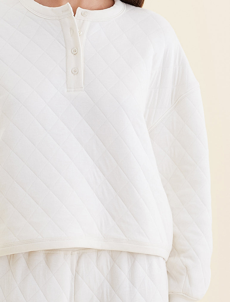 Quilted Cotton Henley LS Top