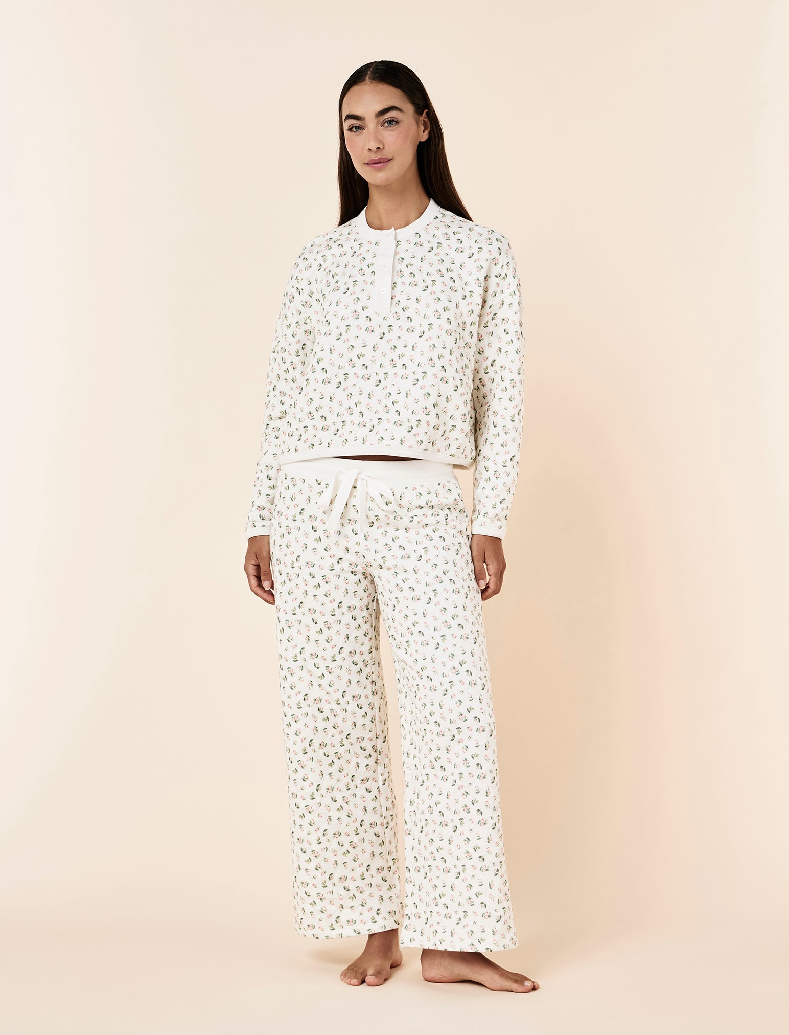 Quilted Cotton Straight Leg Pant