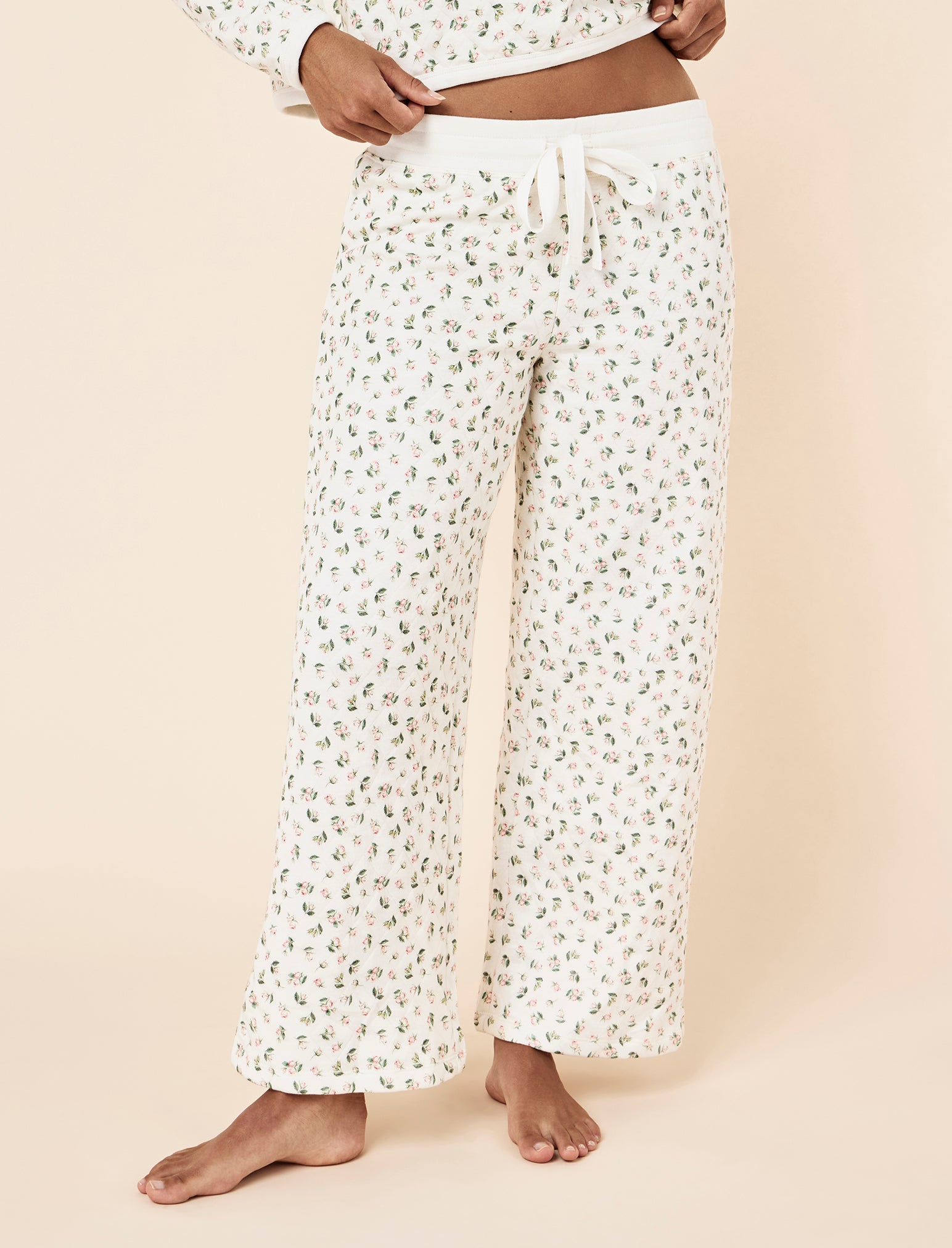 Quilted Cotton Straight Leg Pant