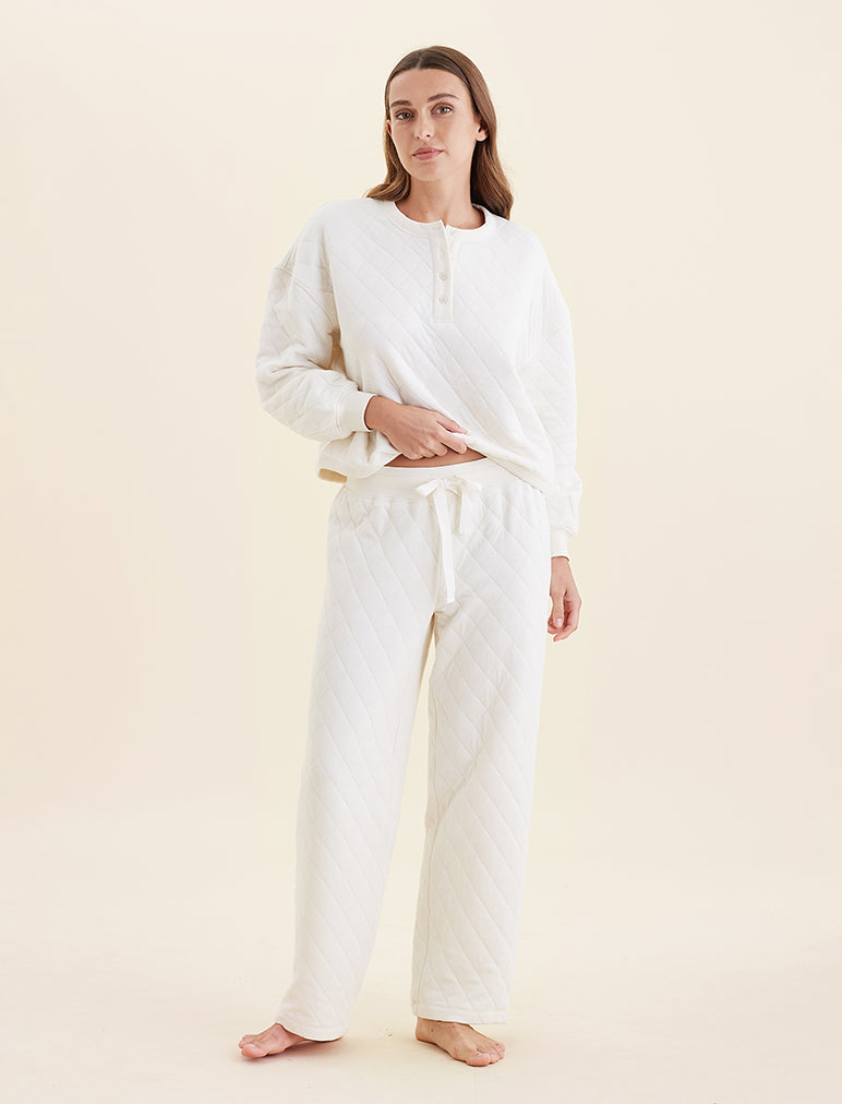 Quilted Cotton Straight Leg Pant