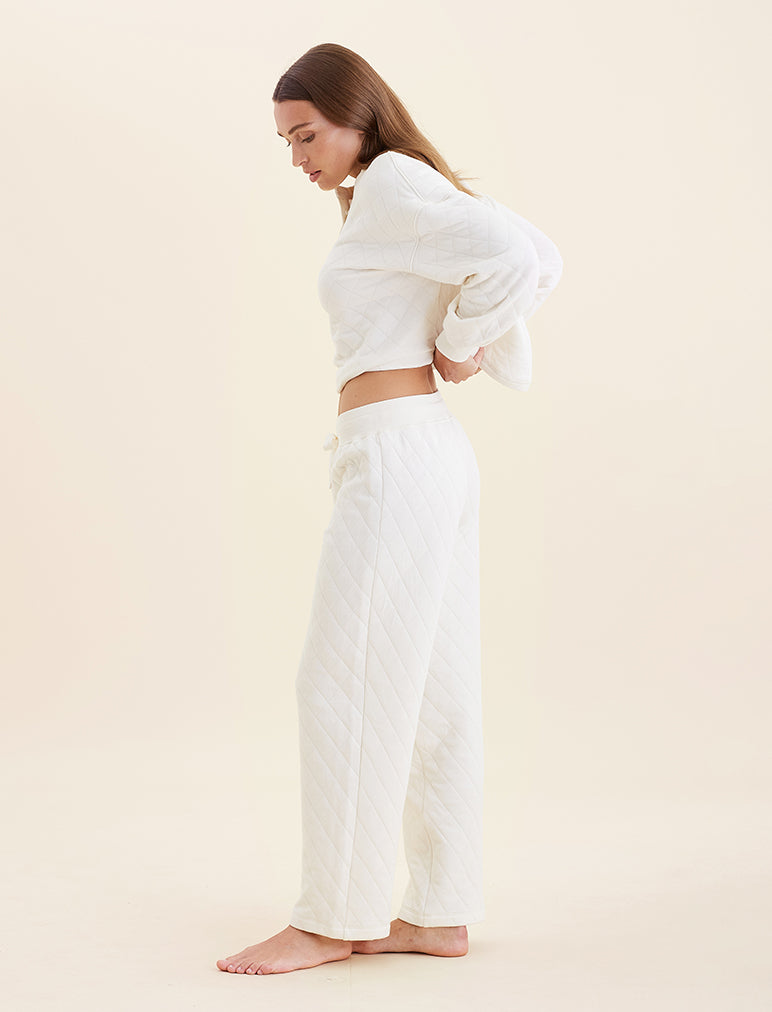 Quilted Cotton Straight Leg Pant