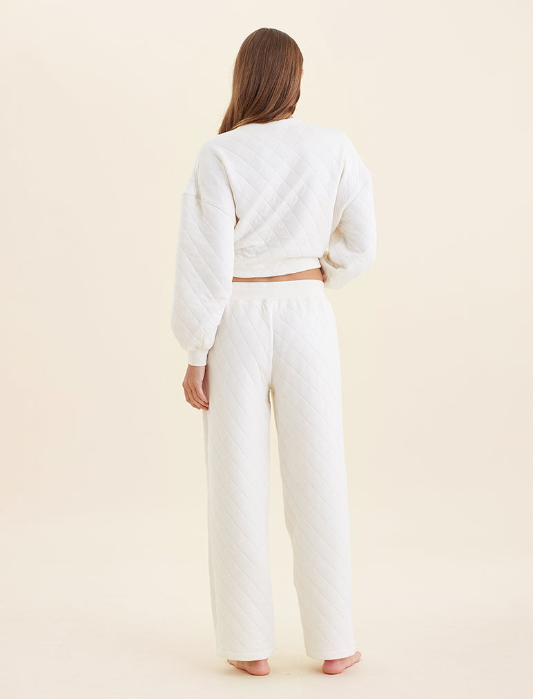 Quilted Cotton Straight Leg Pant