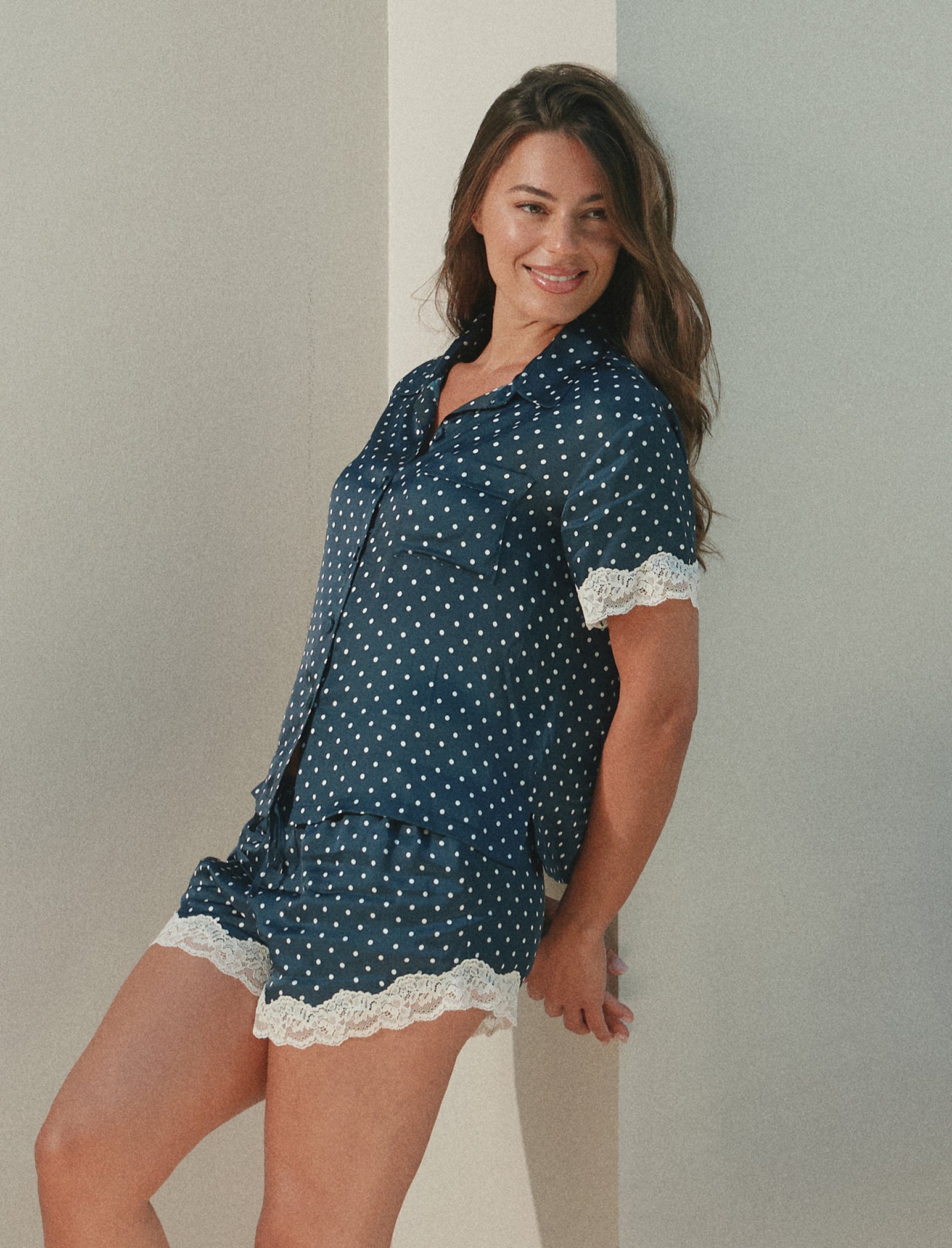 Annabelle Satin Lace Boxer PJ Set