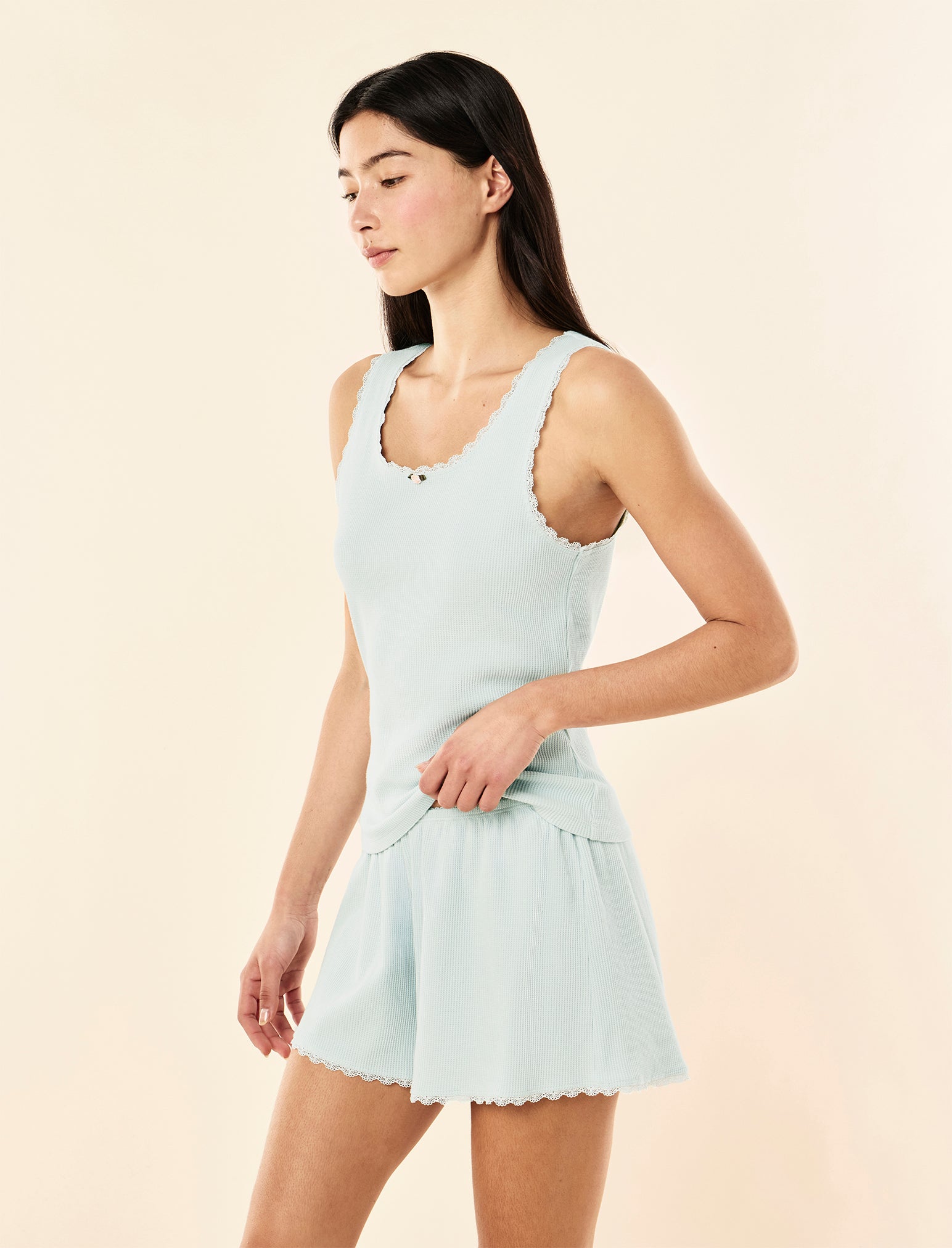 Claire Soft Cotton Waffle Boxer PJ Set