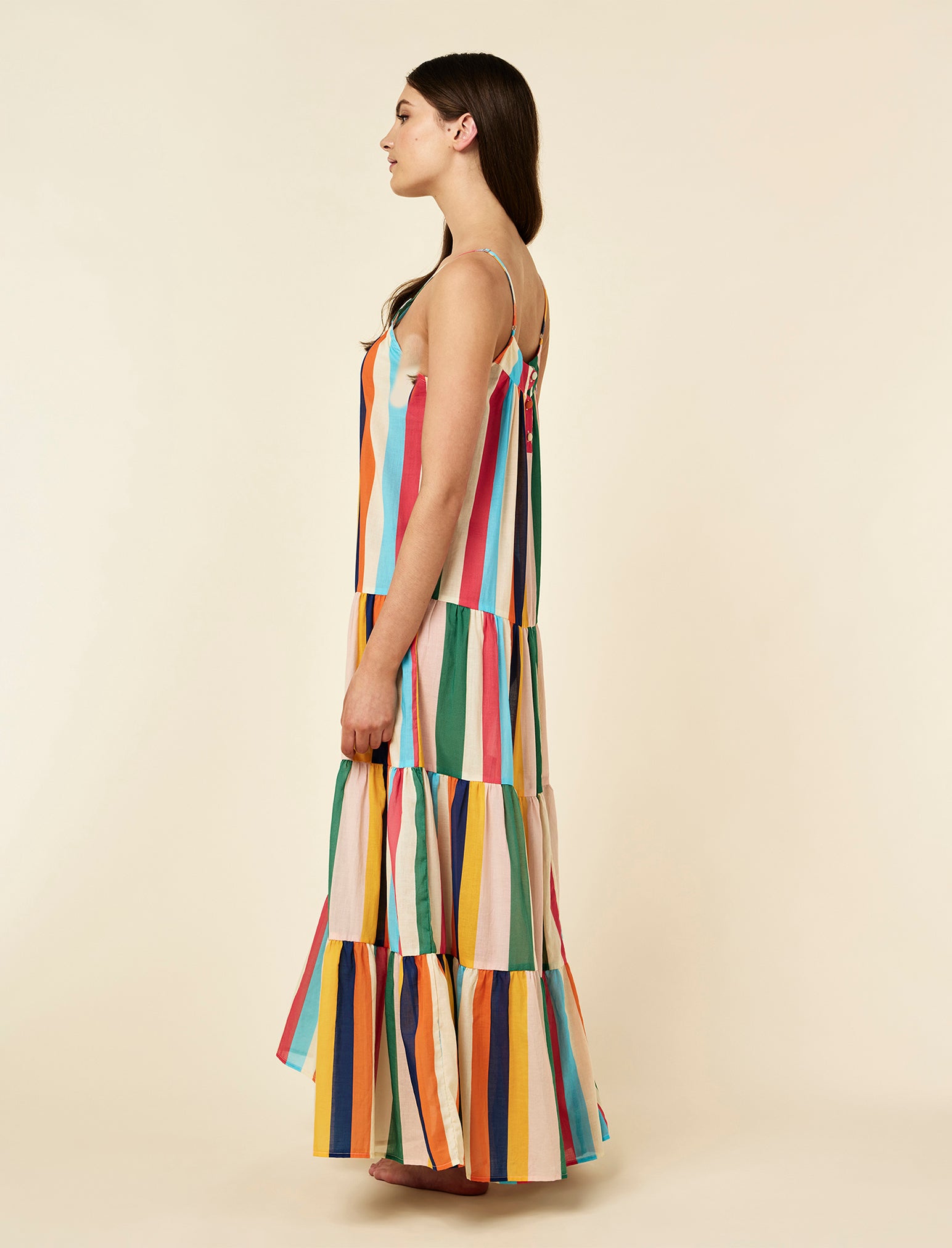 Holiday Stripe Tiered Maxi Nightie