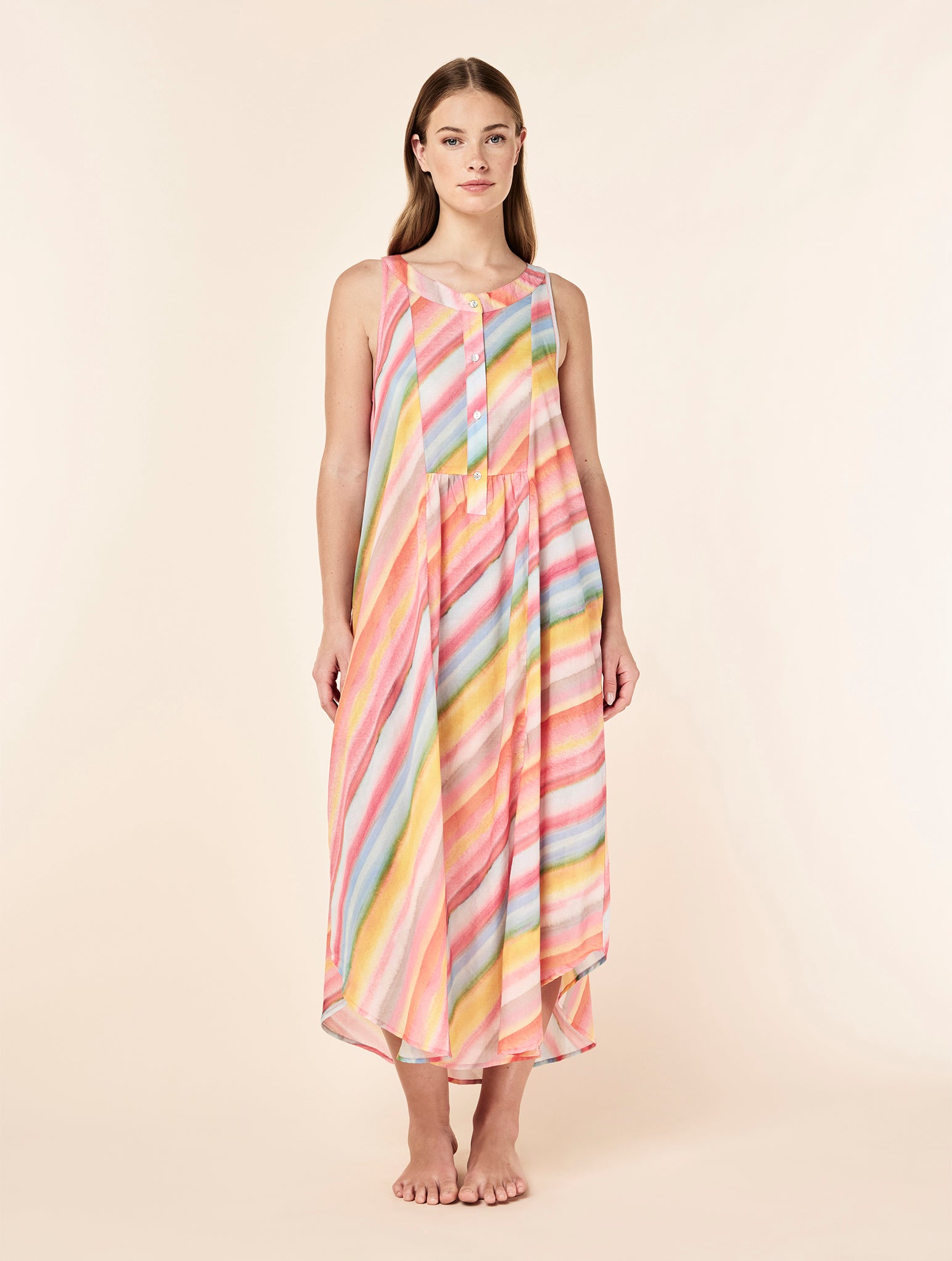 Sophie Stripe Panel Front Maxi Nightie