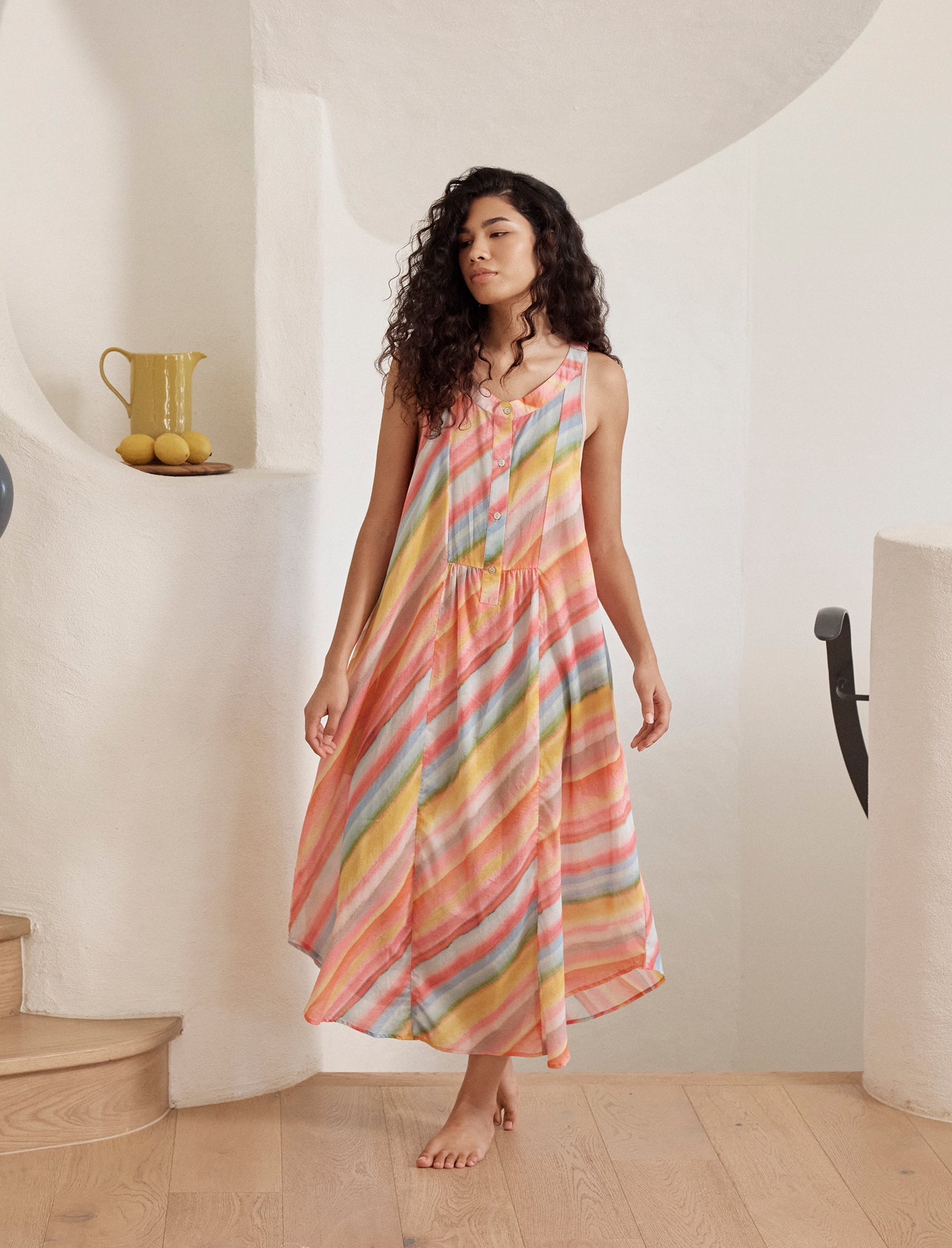 Sophie Stripe Panel Front Maxi Nightie