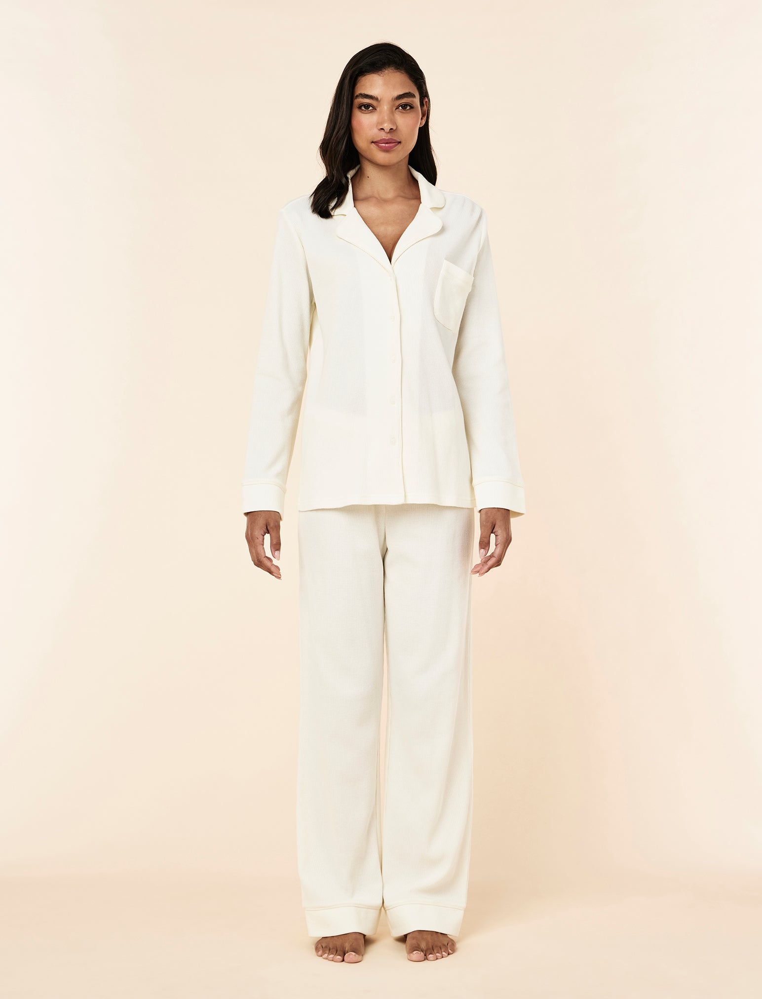 Claire Soft Cotton Waffle Full Length PJ Set