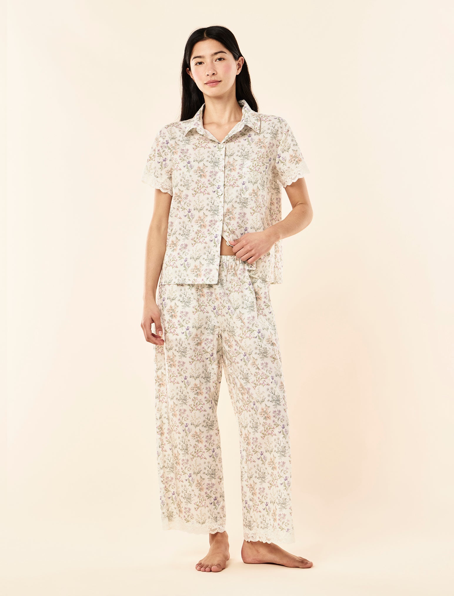 Floral Remedy Lace Crop PJ Set