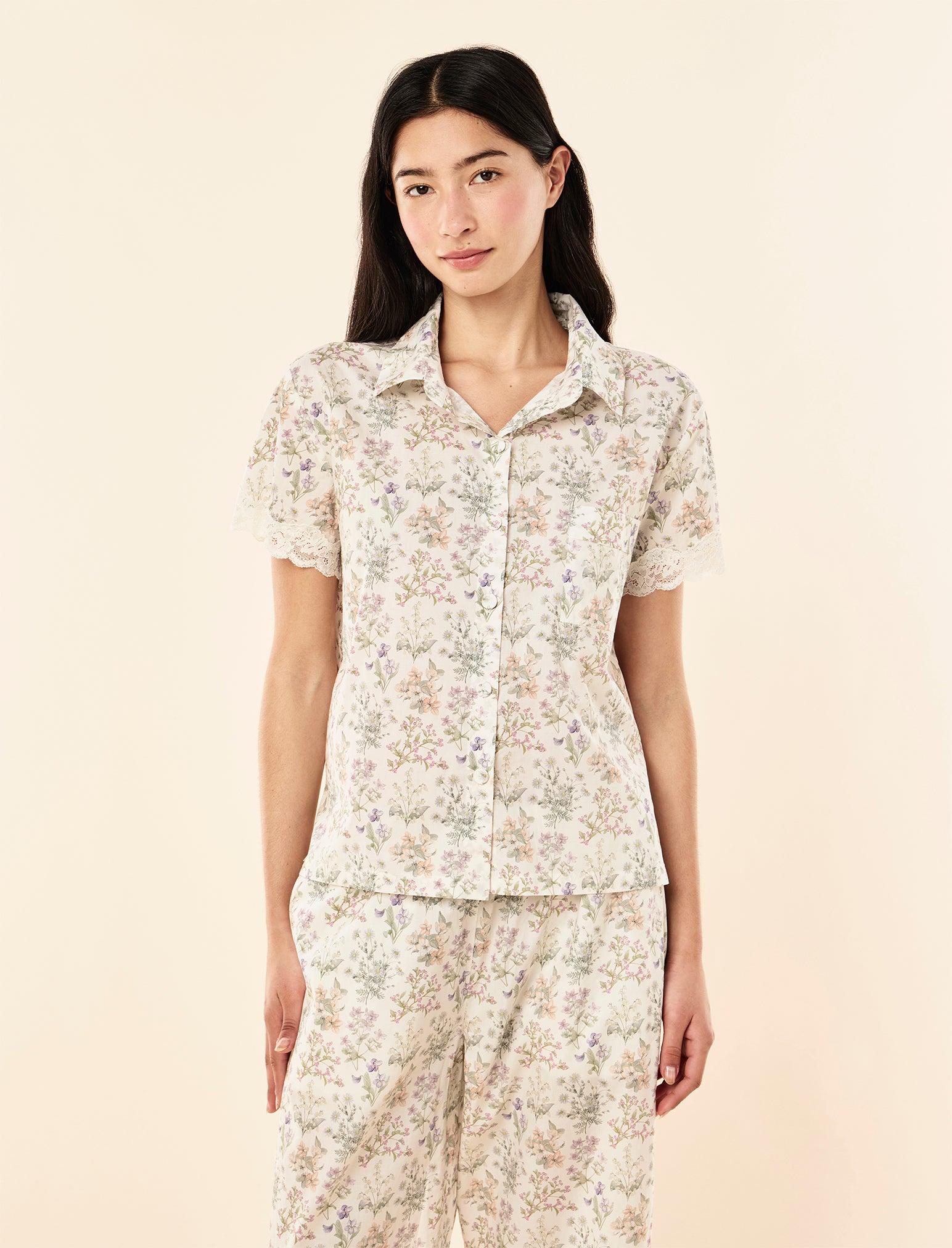 Floral Remedy Lace Crop PJ Set